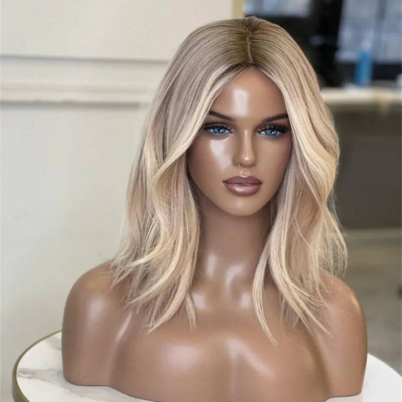 Damenperücken Ombre Aschblond Lace Frontal Perücken Synthetische Futura Top Qualität Lace Perücke Natürliche Wellen Glueless Perücke Damen Halloween