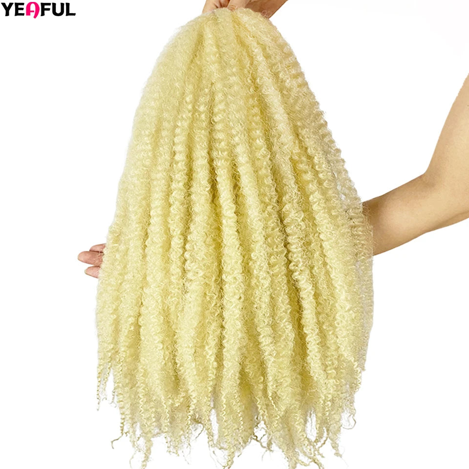 Yeaful 18 Inch Synthetic Marley Twist Braiding Hair Red Black Brown Ginger Bug Blonde #4 Pre Looped Marley Twists Crochet Hair