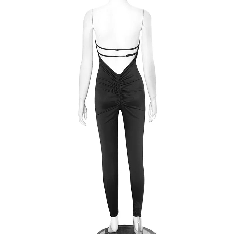 Black White Red Streetwear Tunics High Waist Overalls New Women Backless One Piece Jumpsuits Sexy Sleeveless Strapless Playsuits