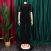 Elegante Jumpsuits & Rompers für Damen Rundhals Spitze Patchwork Kurzarm Gürtel Hohe Taille Luxus Geburtstagsparty Abend Outfit