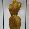 Luxury Rhinestone Mesh See Through Celebrate Birthday Dress Sparkly Top Short Skirt Two Pieces Sets Performance Stage Costume