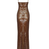 New Summer Dress 2024 Women Sexy Sleeveless Backless Mesh Sequins Brown Bodycon Maxi Dress Elegant Long Evening Party Dress