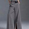 Yeezzi Urban Female Suit Pants 2025 New Fashion Black White Color Loose Straight Pant High-Waisted Pleated Split-Front Trousers