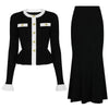ZJYT Women's Knitted Dress Set 2 Piece Spring New Flare Sleeve Sweater and Long Skirt Suit Elegant Female Party Outfit Blue 2026