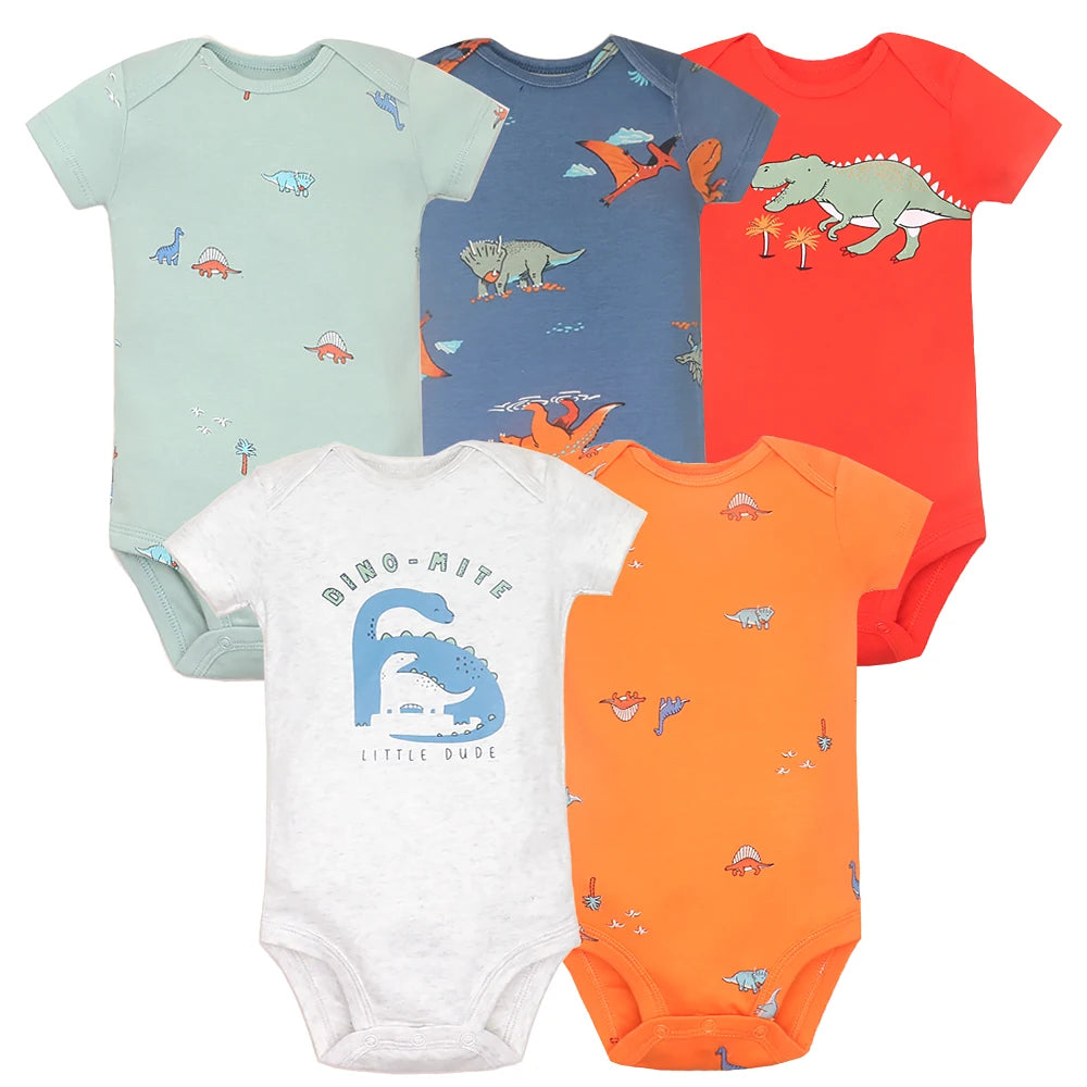 5PCS/Lot Baby Boys Girls Bodysuits 100% Cotton Short Sleeves Kids Clothes 6-24 Month Newborn Baby Clothing Bebe Jumpsuit