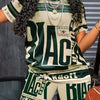 25/26 New Summer American Street Trendy Hot Girl Big Letter Shirt Element T-shirt Set Casual Adult Oversized Women's Top Shorts