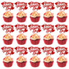 YOMDID 24tlg. Happy Valentines Day Cupcake Toppers Glitzer Rot Dekorationen Valentinstag Cupcake Spieße Geschenk zum Valentinstag