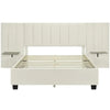 Queen Size Upholstered Platform Bed Velvet Fabric Big Headboard Wooden Frame Bedroom Storage Slat Support No Box Spring Needed