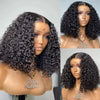 Deep Wave Bob Wig Human Hair Lace Front Wigs For Black Women Human Hair  Invisible Lace Wigs 200 Density 13x4 #1B Natural Black