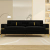 86-Zoll-Samtsofa mit goldenen Beinen – Bequemes Sofa, Loungesofa, 3-Sitzer-Couch – Luxuriöses Samtsofa für die Wohnzimmereinrichtung