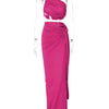 Ladies Spring 2 Pieces Sleeveless Backless Strap Spit Crop Top Side Slit Slim Fit Maxi Skirt Set Women Evening Party Clubwear