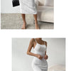 Elegantes weißes Neckholder-Kleid Damen rückenfrei sexy langes Kleid Strandurlaub einfarbige Kleider Frühling Sommer vielseitiger Unterrock