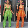 Bra+tassel Pants Suit  2 Piece Set Women Hot Pink Swimsuit Mesh Bathing Suit Sexy Matching Swimwear Viquinis Mujer 2022