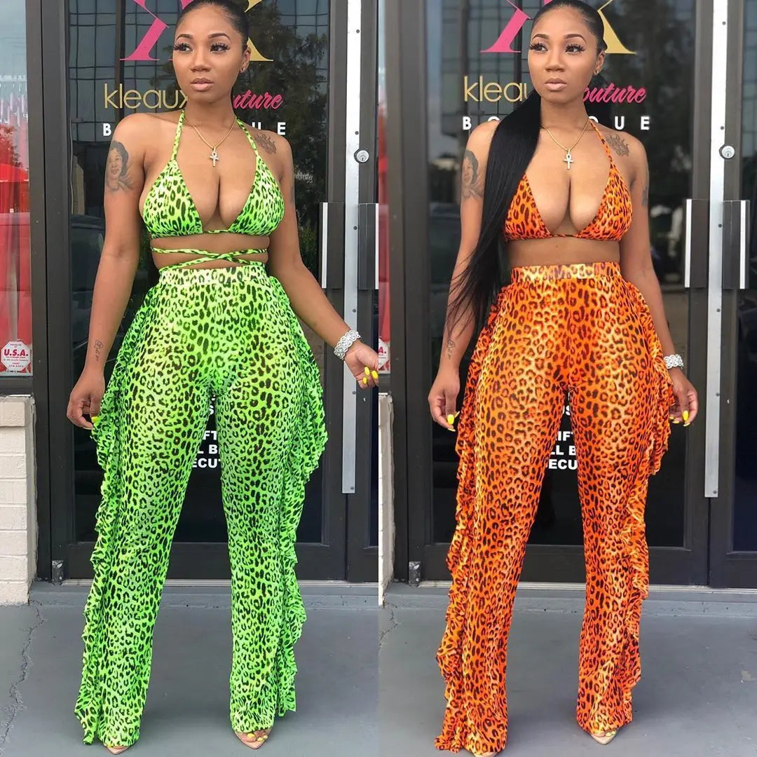 Bra+tassel Pants Suit  2 Piece Set Women Hot Pink Swimsuit Mesh Bathing Suit Sexy Matching Swimwear Viquinis Mujer 2022