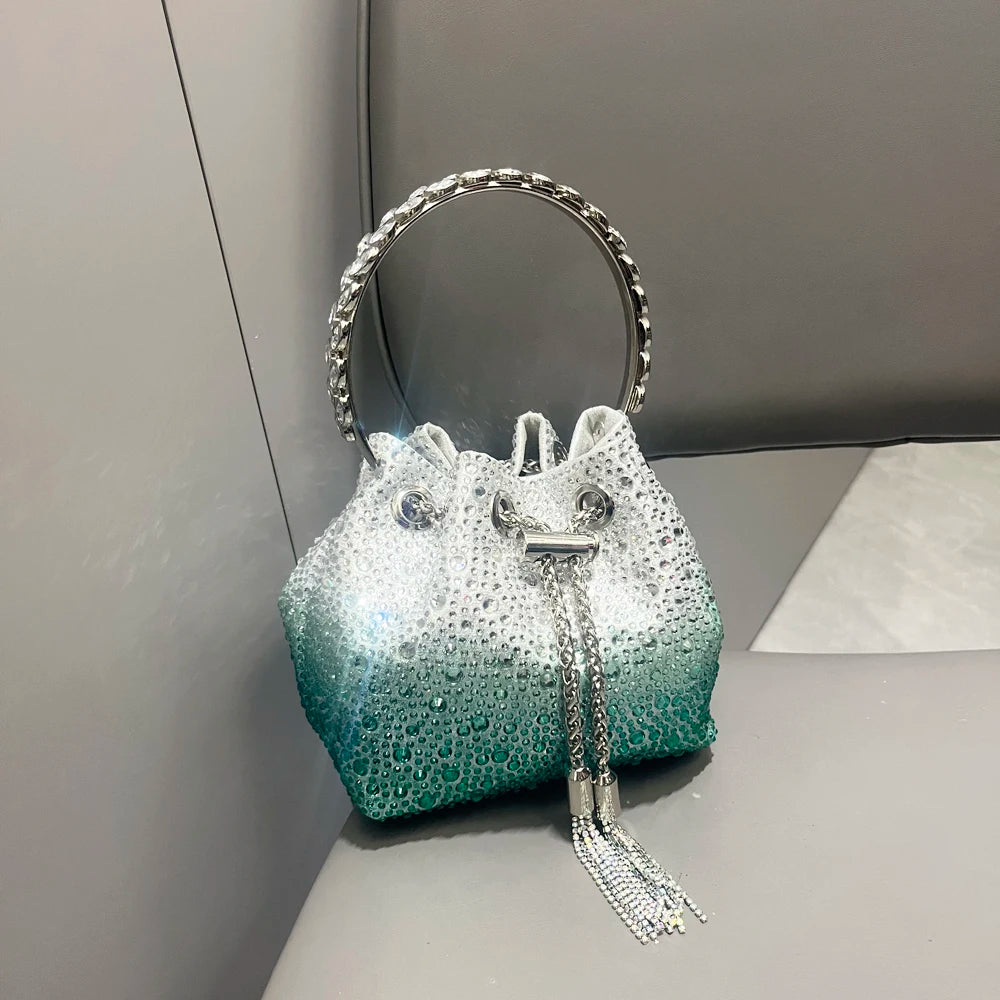 Handle Rhinestones Evening clutch Bag Purses and handbag luxury Designer shoulder bag Shiny Crystal Clutch purse bucket bag