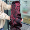 1b/99j Burgundy Highlight Body Wave 13x4 HD Lace Front Human Hair Wig Brazilian 30 32 Inch Colored 13x6 Lace Frontal Wigs 200%