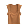 Deep Square Collar Vests 2025 Summer New Fashion Sexy Women's Crop Tops Sling Vest Camis