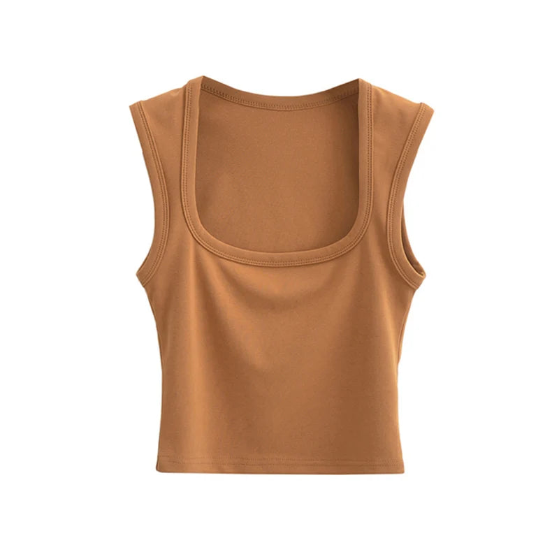 Deep Square Collar Vests 2025 Summer New Fashion Sexy Women's Crop Tops Sling Vest Camis