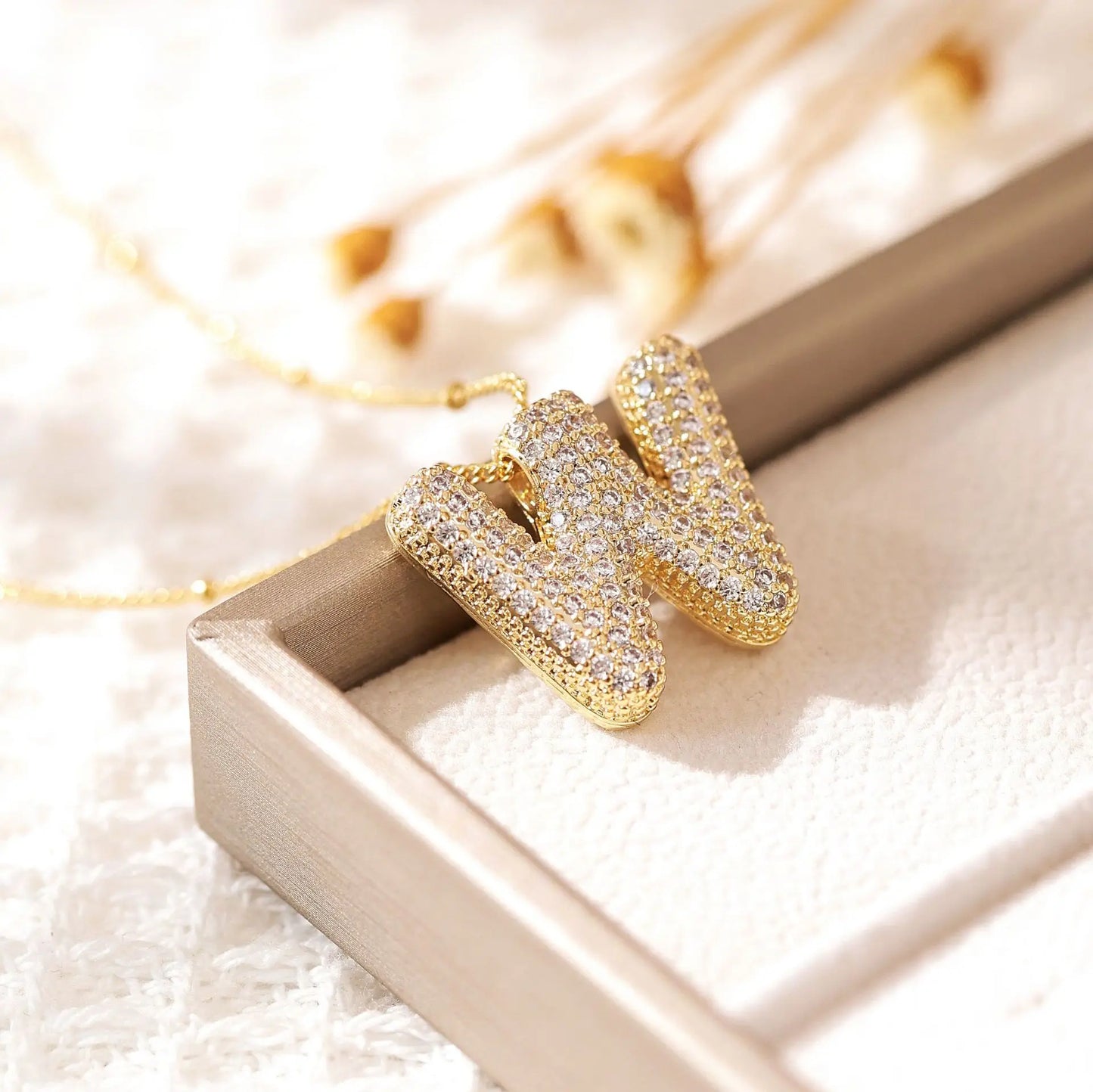 RAKOL Exquisite Copper Gold-plated Zircon Pendant American Minimalist Collarbone Chain 26 A-Z Balloon Letter Necklace For Women