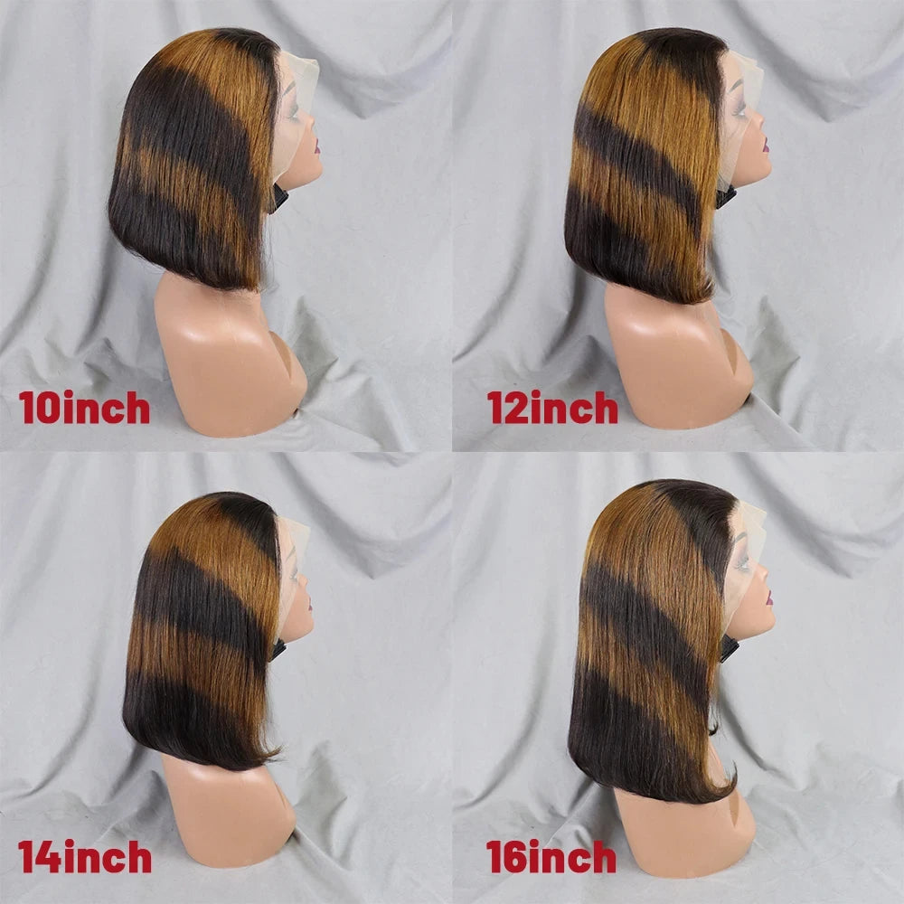 4/30/4 Farbe Echthaar Bob Perücke Glatt 13x4 Lace Front Echthaar Perücken Brasilianische Perücke Kurze Echthaar Bob Perücken Ombre Perücke