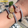 2025 New Iced Out Bling Opened Heart Flower Charm Bracelet AAA CZ Zircon Butterfly Bangle For Men Women Hip Hop Luxury Jewelry