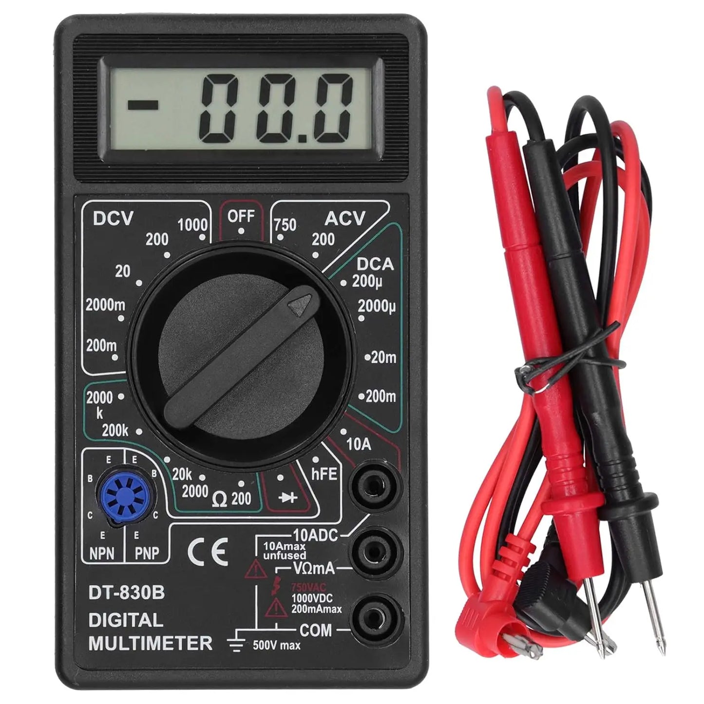 Digital-Multimeter-Tester, DT830B Elektrischer Voltmeter-Amperemeter, tragbares Volt-Multimeter, Autobatterietester, Stromkreistester