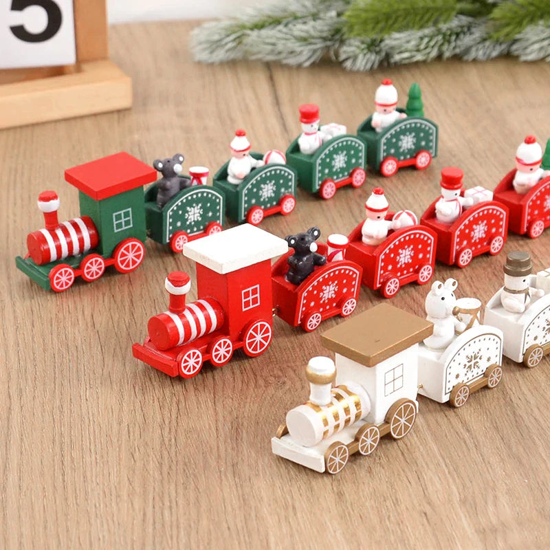 Weihnachten Holzeisenbahn Frohe Weihnachten Dekorationen für Zuhause 2024 Weihnachtsbaumschmuck Navidad Noel Kindergeschenk Frohes Neues Jahr 2025
