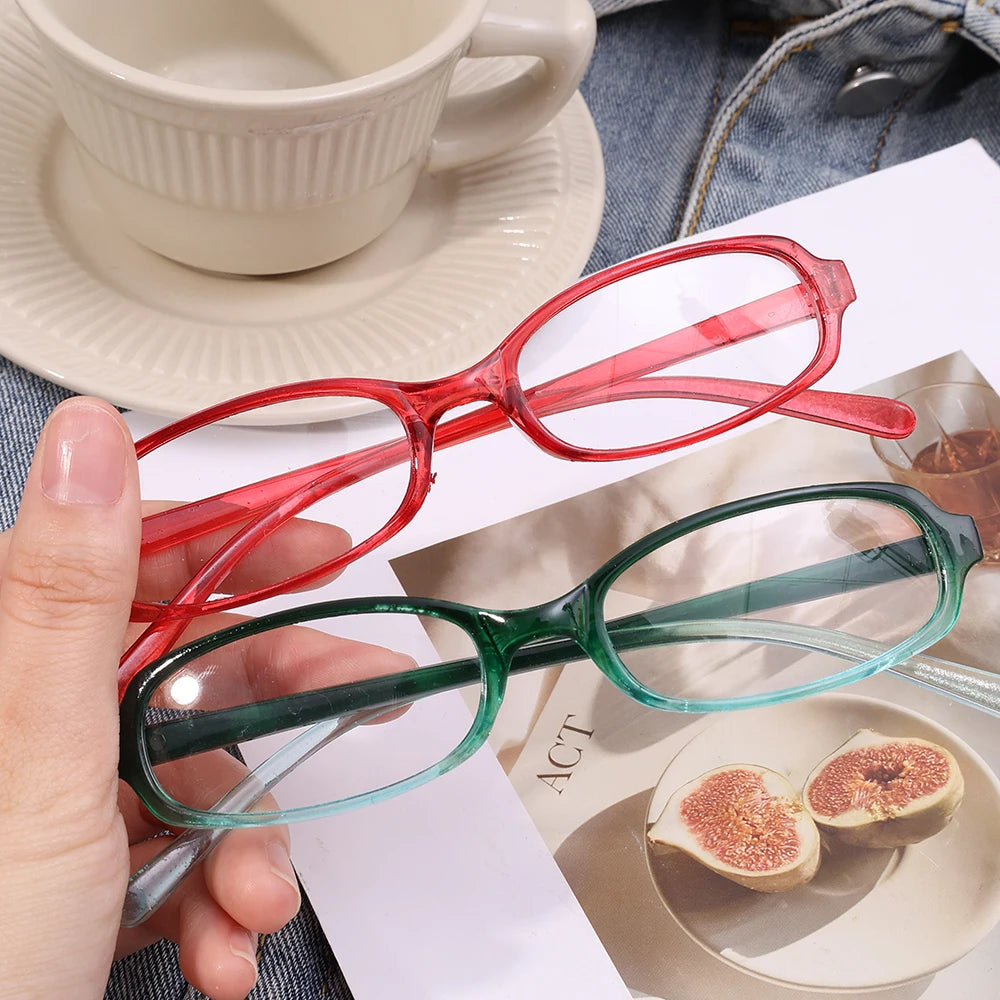 Neue Y2K-Retro-Brille, blaugrün, eckig, kleiner Rahmen, Damen-Anti-Blaulicht-Brille, Mode-Brillengestell 2024