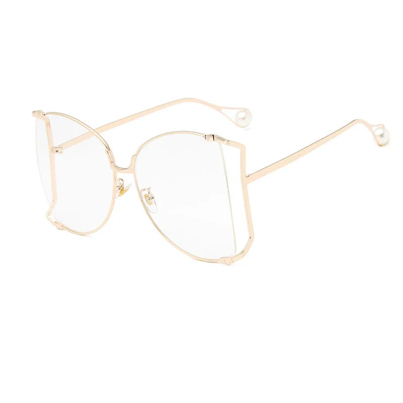 2024 Halbrahmen Marken Designer Brille Damen Quadratische Perle Berühmte Sonnenbrille Weibliche Mode Übergroße Klare Rosa Brille Damen