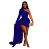 Temperament Women's Dresses Sexy Single Shoulder Feather Patchwork Long Straps Mini Dress Chic Solid Bodycon Party Dress Outfits