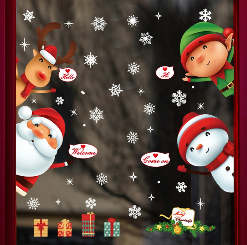 Weihnachtsfensteraufkleber Frohe Weihnachten Dekorationen für Zuhause 2024 Weihnachtsschmuck Xmas Navidad Natal Geschenke Neujahr 2025