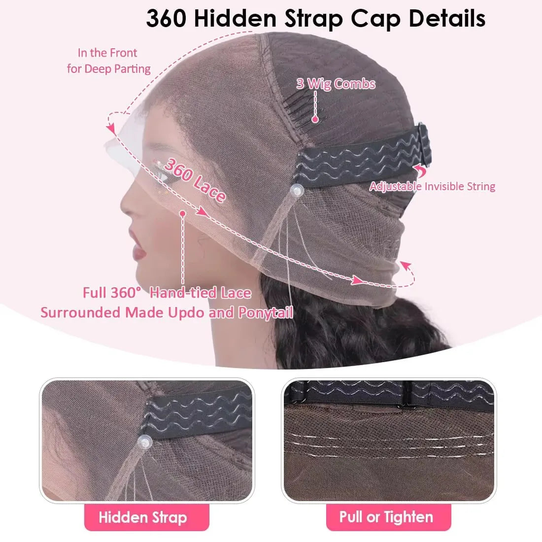 Invisi Strap Snug Fit 360 Full Lace Wig HD Transparent Lace Frontal Body Wave Glueless Human Hair Ready To Wear Wig