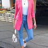 Women Fashion Solid Casual Suit Office Wear Vintage Long Sleeves Coat Spring Autumn Lady Jackets Blazers Jacket Lapel Outerwears