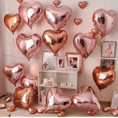 60-5PCS Rote Herz Folienballons Aufblasbarer Heliumballon DIY Geburtstagsfeier Ornamente für Valentinstag Hochzeitsfeier Geschenke