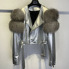 GO BALLISTIC YA Women Leather Jacket With Fur Sleeve Fashion Ladies Crop Jacket