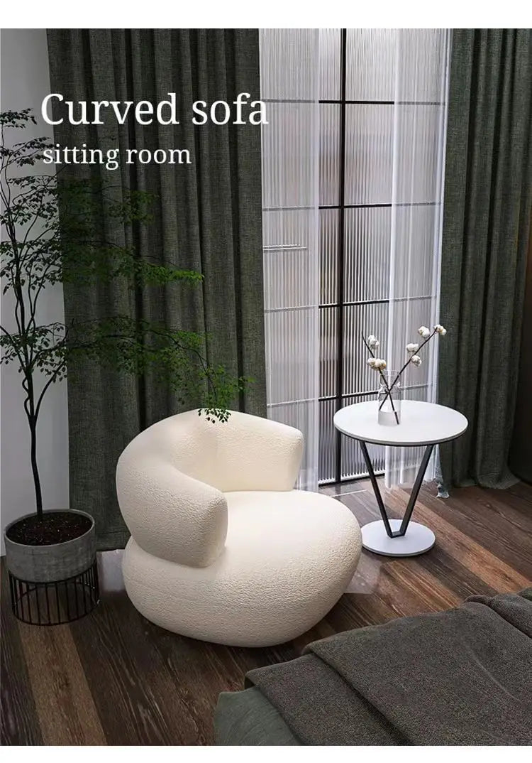Kleines Wohnzimmer Balkon Freizeit kleines Sofa Lammwolle Einzelsessel Ins-Stil Faul Sofa Stuhl