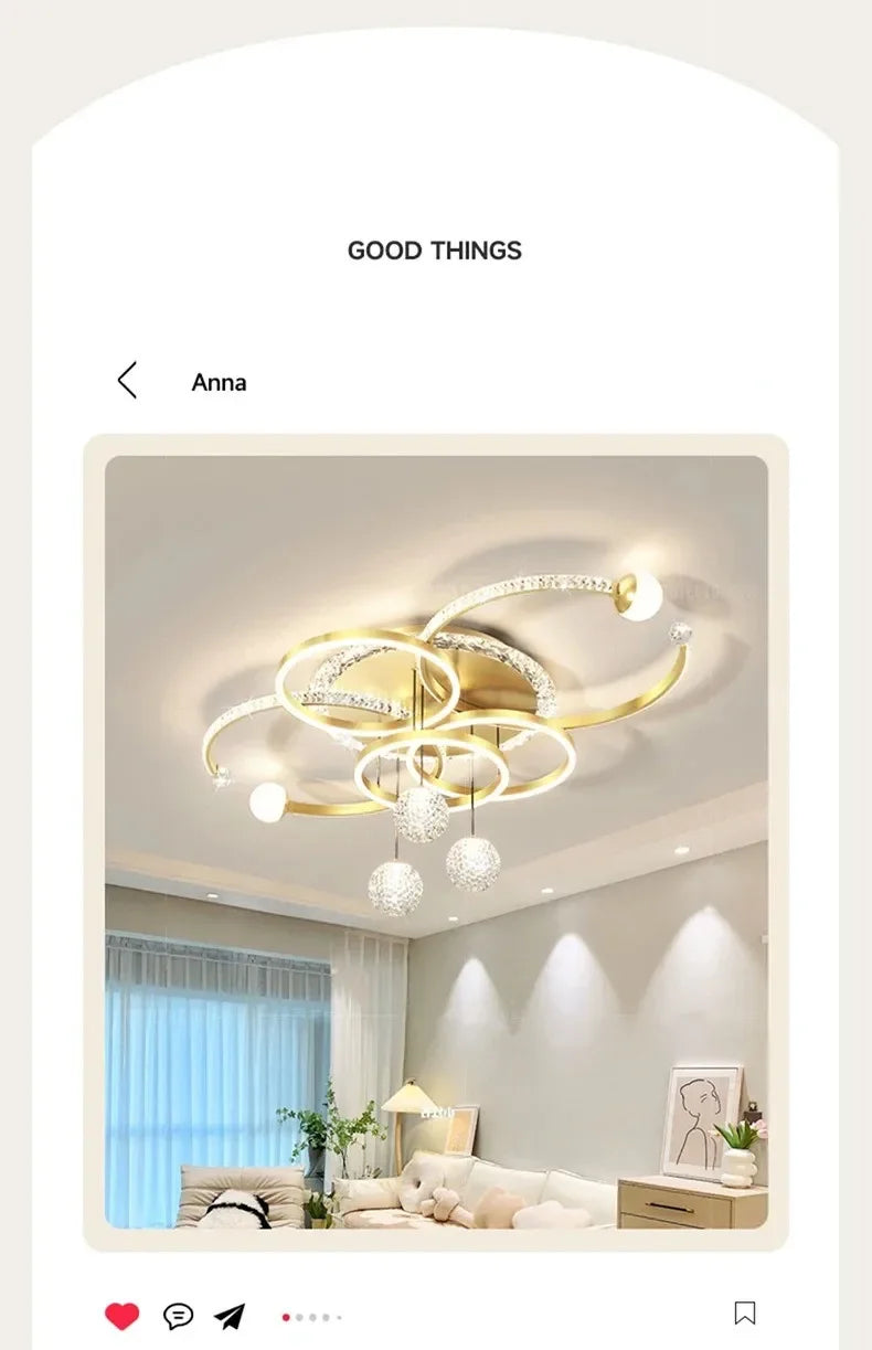 Moderne minimalistische LED-Deckenleuchte, personalisierte kreative Ring-Wohnzimmerleuchten, goldene Atmosphäre, Schlafzimmer-Arbeitszimmer-Kronleuchter