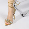 Liyke Sexy Knöchelriemen Vergoldete Sandalen Damen Party Nachtclub Stripper Heels Hohe Qualität Kristall Diamant Spitz Zehe Hochzeitsschuh