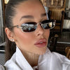 Halbrahmen Eckige Sonnenbrille für Damen Luxusmarke Kleine Metall Retro Rechteckige Schwarze Sonnenbrille Damen Mode Brille