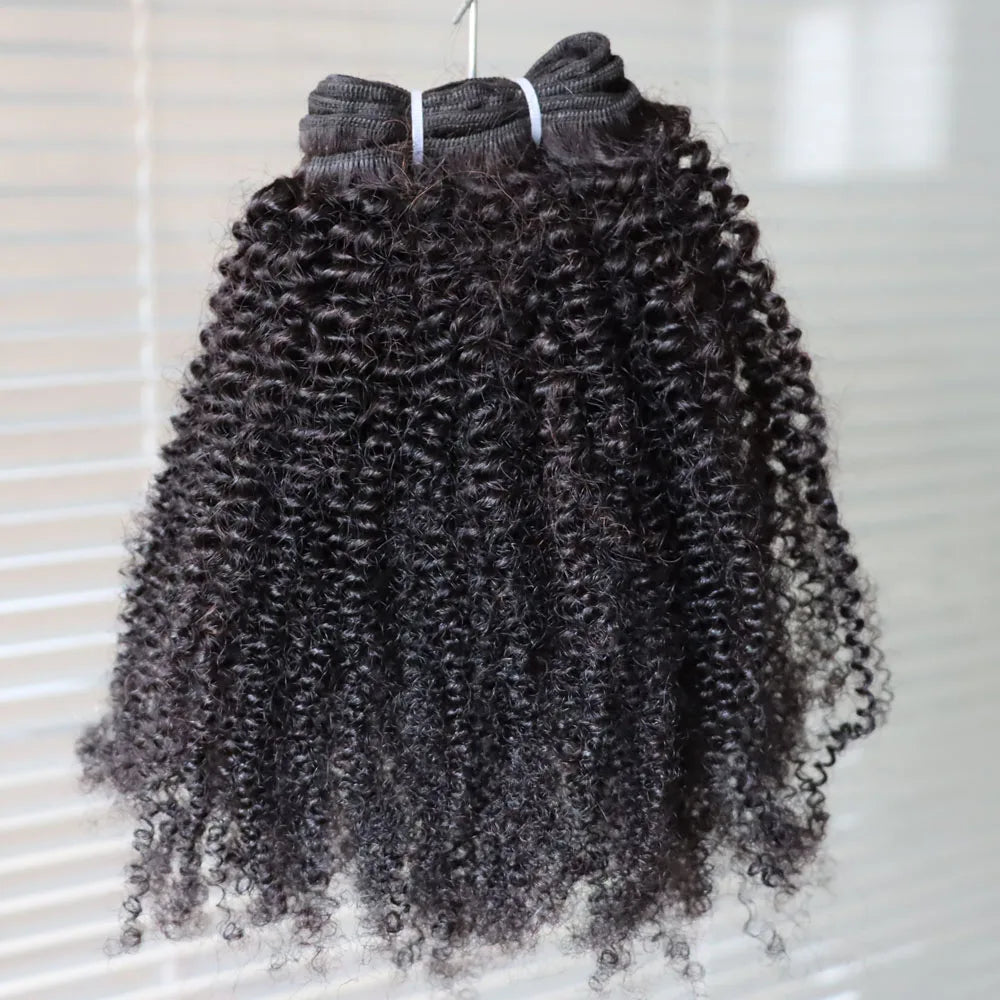 4C Weft Virgin Remy Human Hair Bundles 4C Smallest Tight Curly Weave Weft Mongolian Curly Hair Weaving for Black Women