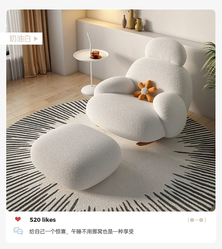 Fluffy White Wohnzimmerstuhl Modern Niedlich Boden Ergonomischer Wohnzimmerstuhl Lounge Relaxsessel Möbel Salon Home Möbel