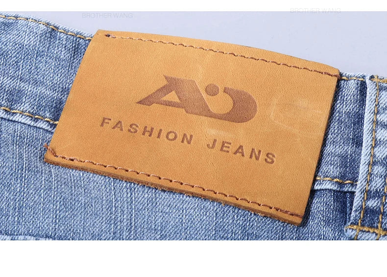 Frühlings Herren Hellblaue Slim Jeans Stylische Lässige Stretch Denim Hose Klassische Chinohose Rauchgrau