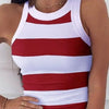 Summer Basic Elastic Tank Top Digital Printing T-shirt Women's O Neck Racerback Sexy Tank Top Stripe Print Sleeveless Tank Top