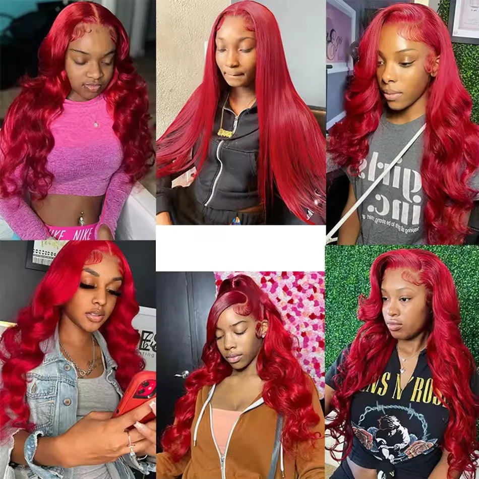 Hot Red 13x6 Hd Lace Frontal Human Hair Wigs Brazilian Colored Body Wave Lace Front Wig 13x4 5x5 Closure Wig For Women