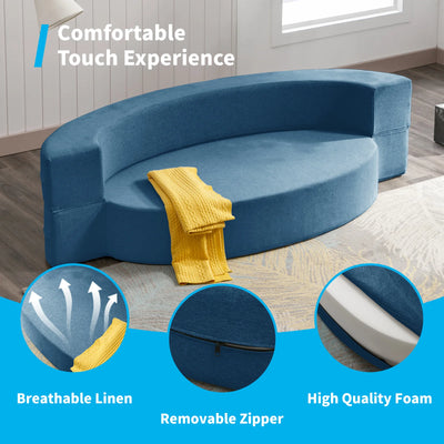 HORGAEO Ovales Klapp-Futonsofa, ausklappbares Schlafsofa/Gästeliege, umwandelbare Bodencouchmatratze