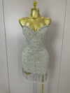 Luxury Sparkle Diamond Tassel Halter Cocktail Dress 2025 Women Elegant Evening Formal Gowns Wedding Party Dresses Stage Costumes
