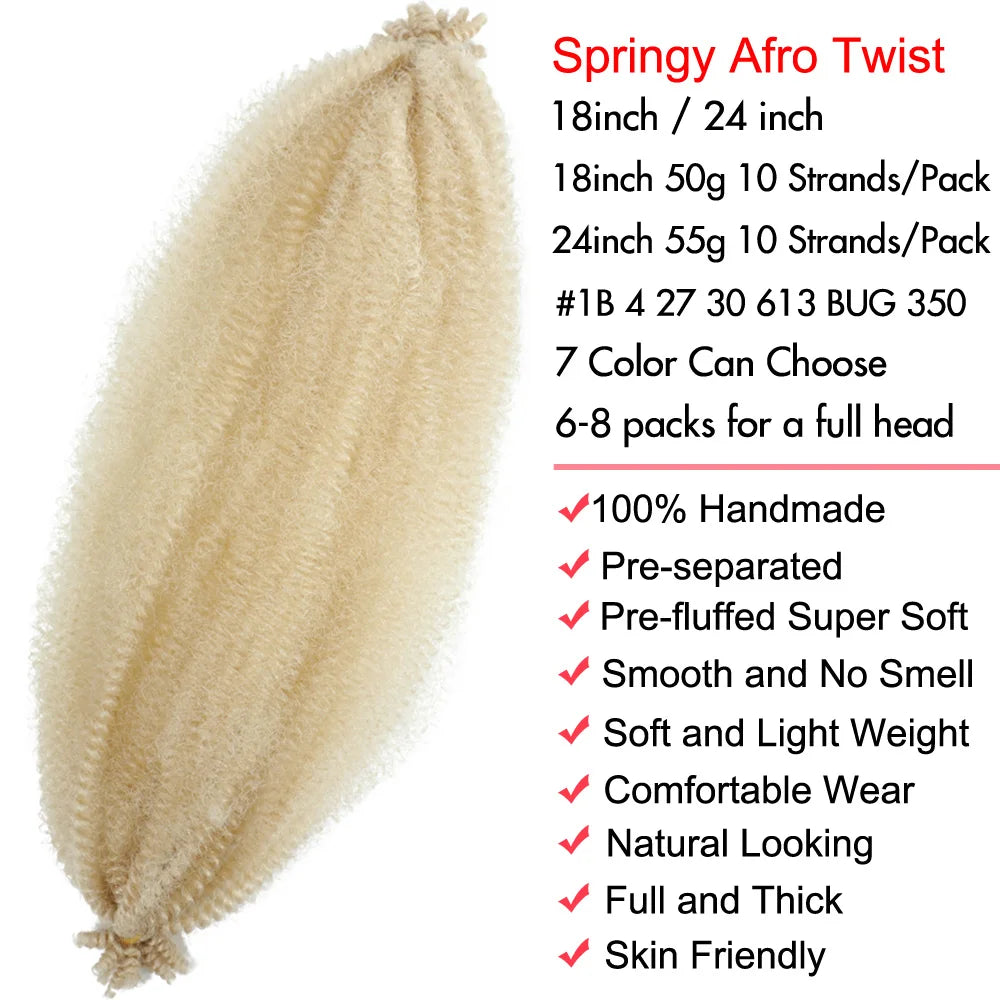 24 Zoll Kinky Afro Springy Braiding Crochet Hair 18 Zoll Marley Kinky Crochet Braids Hair Soft Afro Kinky Twist Crochet Braid Hair