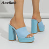 Aneikeh Sexy Gestrickte Wolle Chunky Plateau Sandalen High Heels Damen Peep Toe High Heel Sommer Nude Party Kleid Pantoletten Sandalen Schuhe