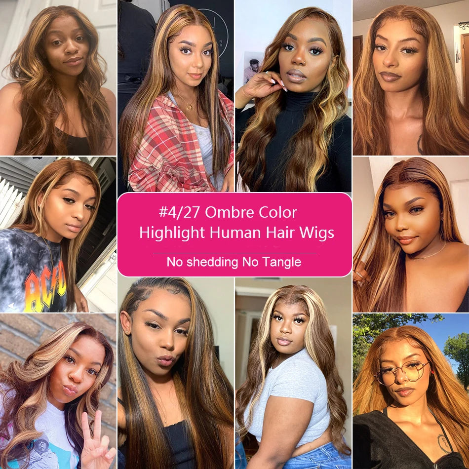 Highlight Ombre Bone Straight 13x6 Lace Frontal Wig Human Hair 13x4 Honey Blonde Lace Front Wig 4x4 Colored Human Hair Wigs Sale