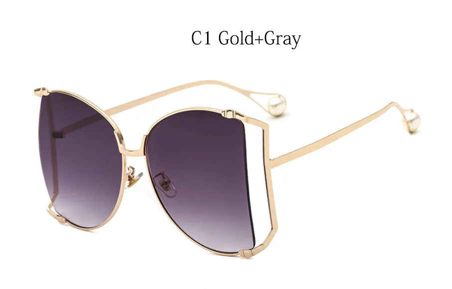 2024 Halbrahmen Marken Designer Brille Damen Quadratische Perle Berühmte Sonnenbrille Weibliche Mode Übergroße Klare Rosa Brille Damen